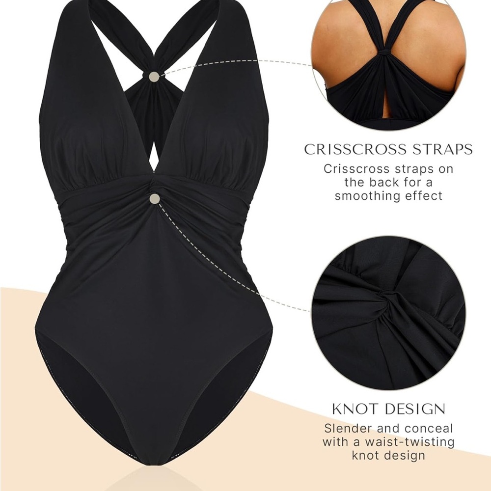 NWT Smart Sculpt Shapellx Ruched Twist-Front Shaping Swimsuit - Picture 3 of 9